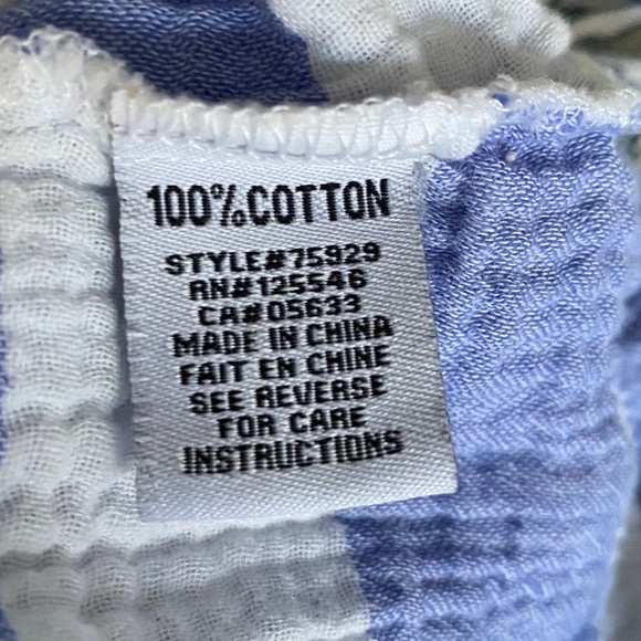 Habitat Periwinkle Blue and White Striped Shirt. 100% Cotton, 3/4 Sleeve  EC SzM - Picture 13 of 14